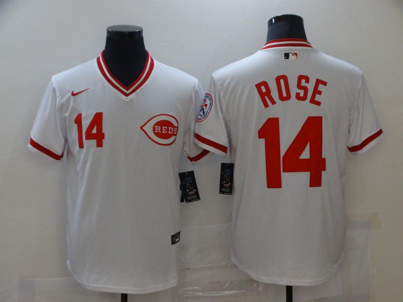 Men Cincinnati Reds 14 Rose White Game Nike MLB Jerseys